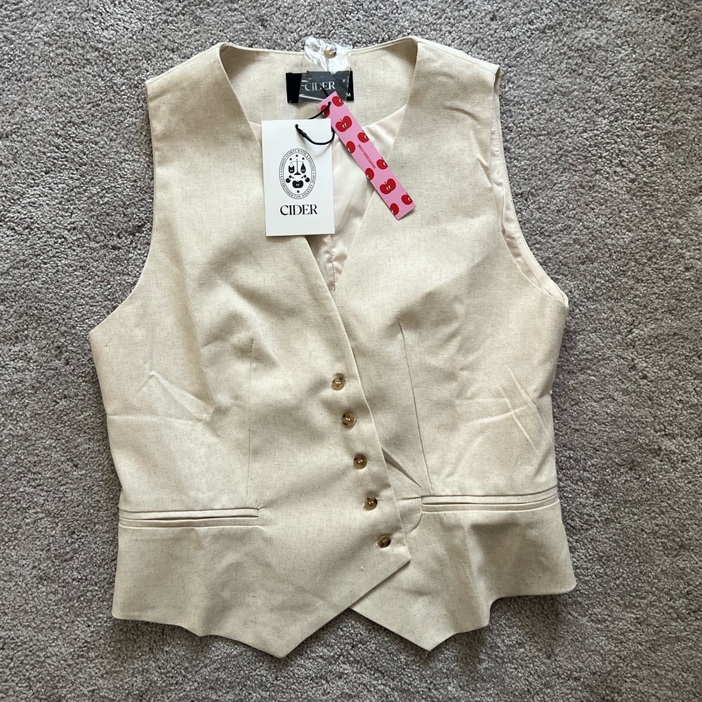 NWT Cider Light Beige Asymmetrical Tailored Vest